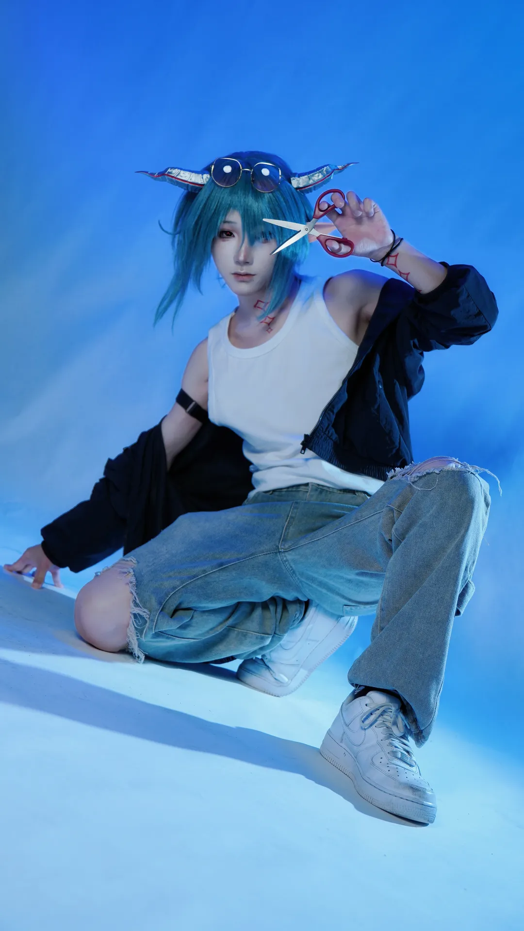 明日方舟, cosplay摄影, 蓝发cos, 日常穿搭, 渡桥cos
