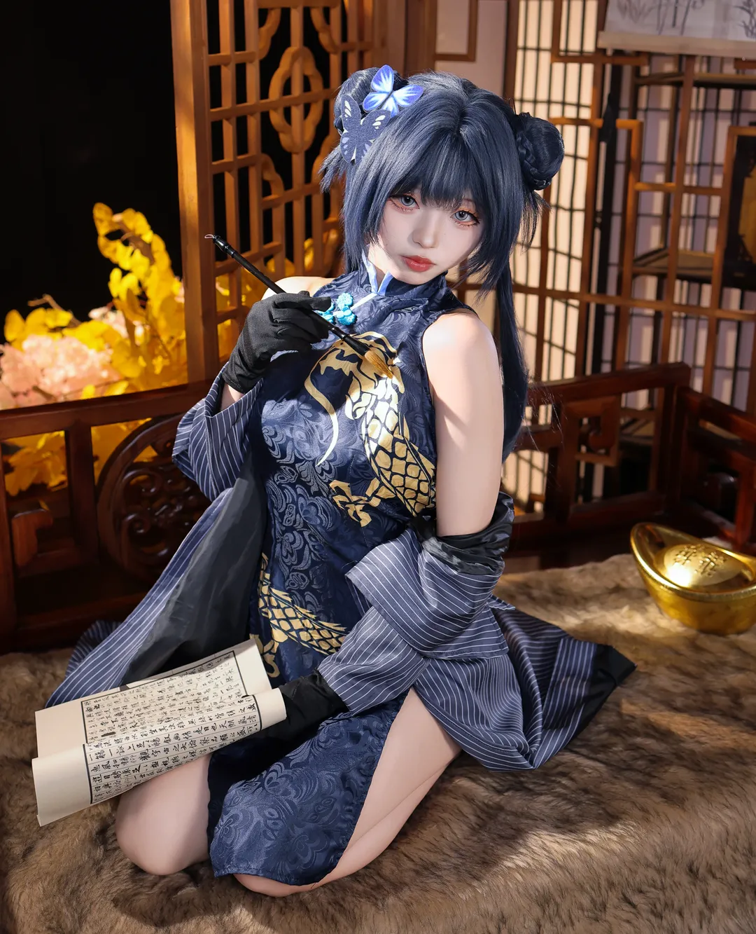 二次元, cosplay, 蔚蓝档案, 龙华妃咲cos, 国风旗袍 - 第2张