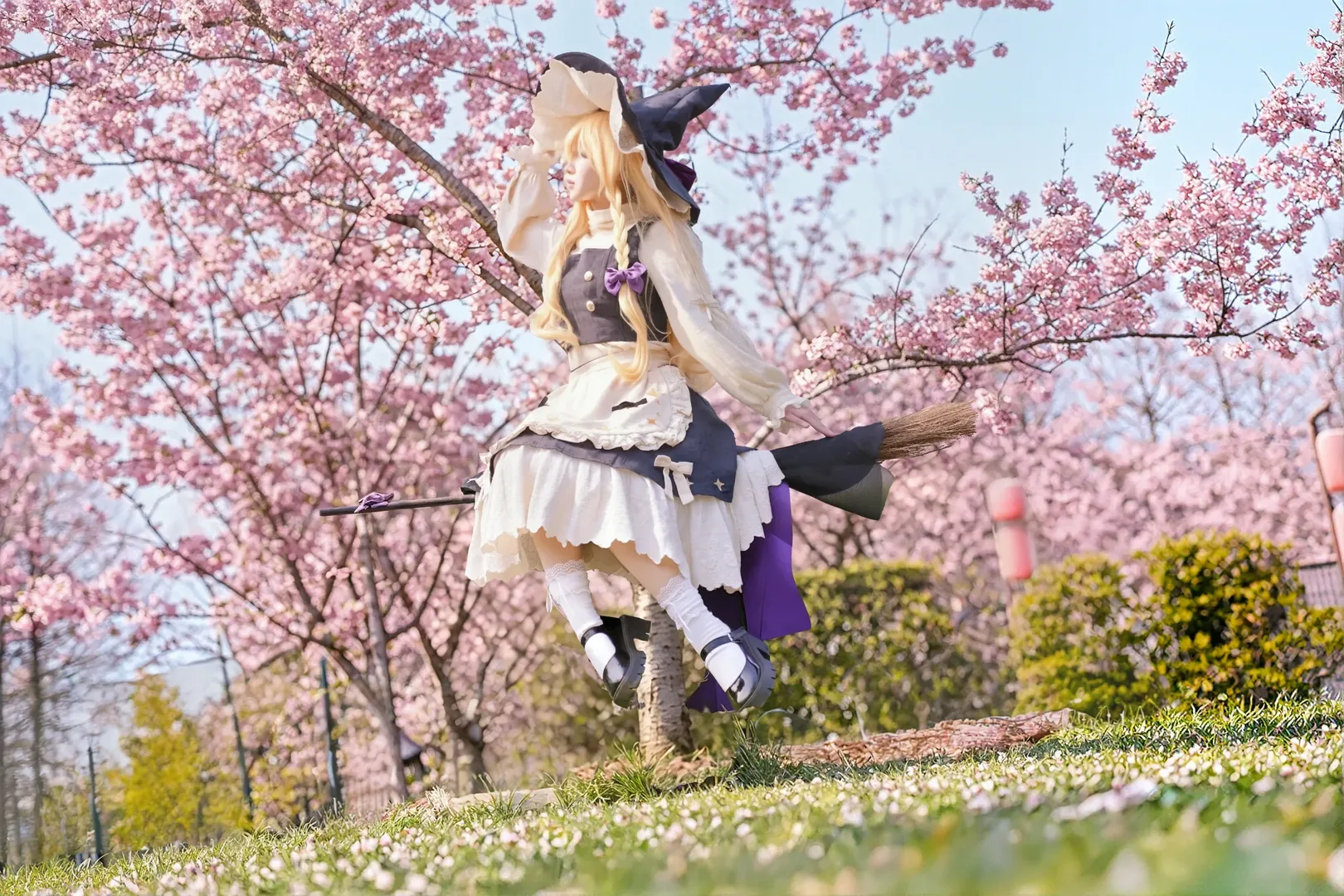 cosplay, 東方project, 魔法使, 霧雨魔理沙cos, 櫻花外景