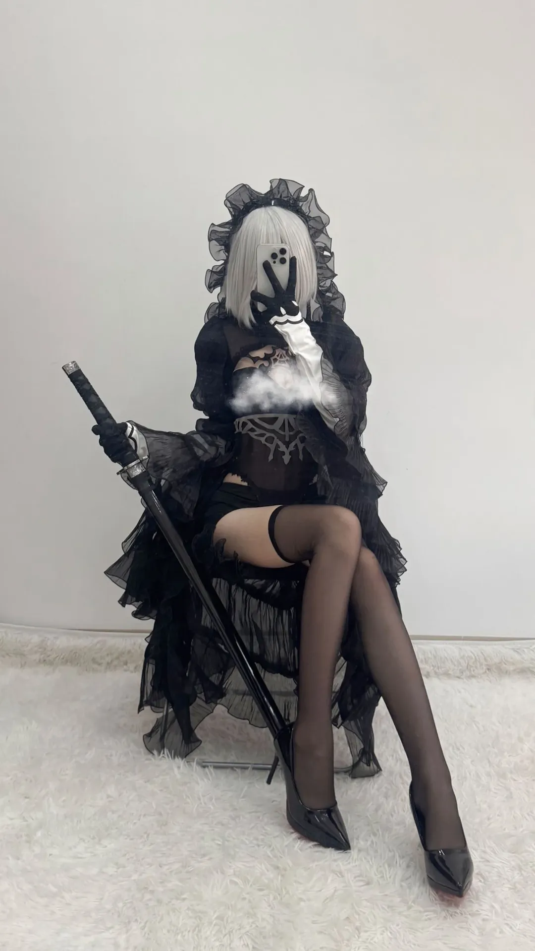 cosplay, 2b花嫁cos, 尼尔机械纪元, 暗夜风格, 哥特服装