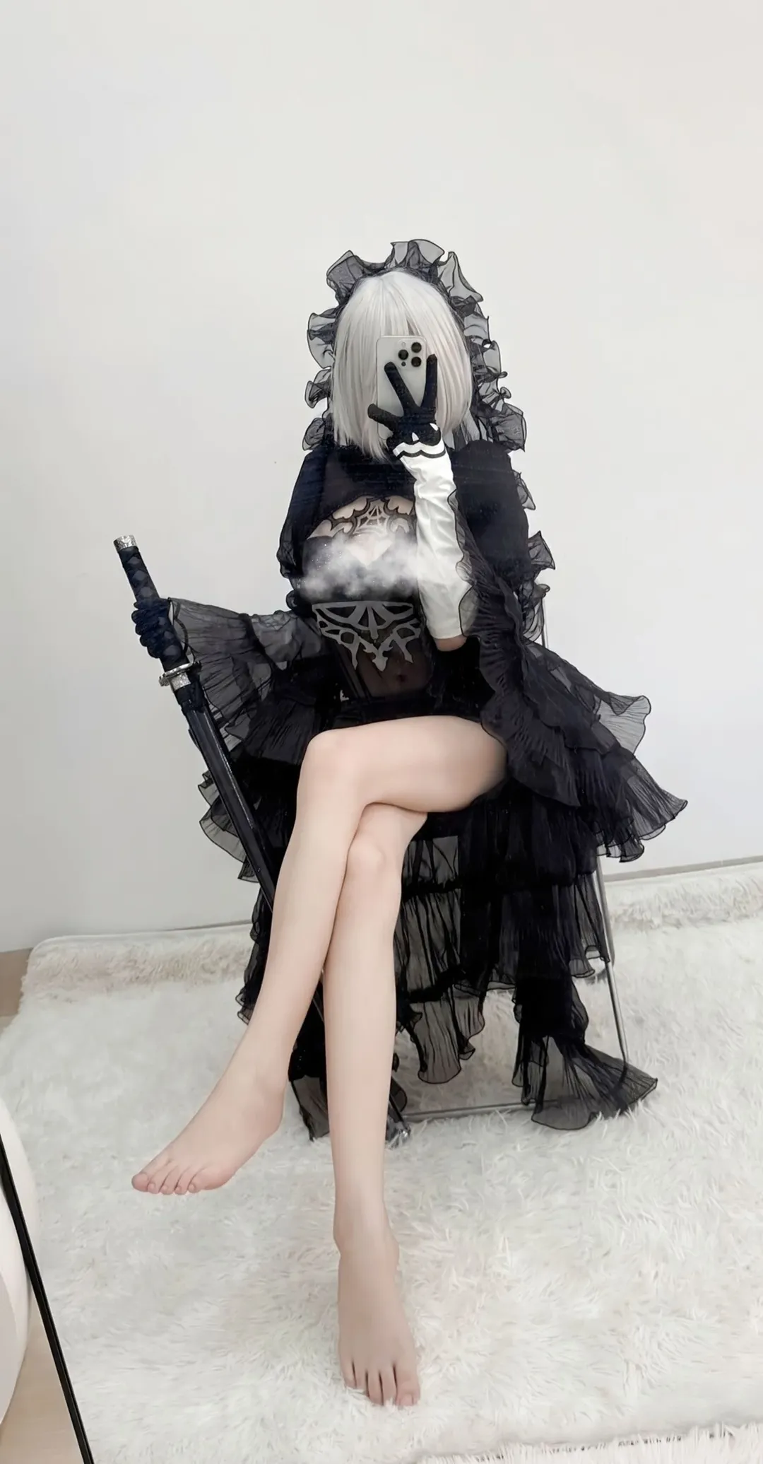 cosplay, 2b花嫁cos, 尼尔机械纪元, 暗夜风格, 哥特服装 - 第4张
