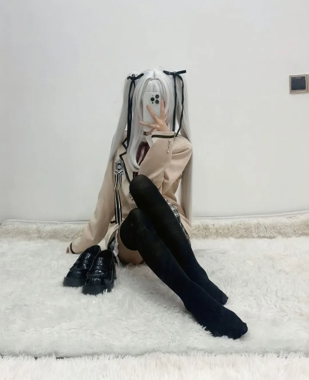コスプレ日常, 篝ノ霧枝コスプレ, 美少女万華鏡, 銀髪ツインテール, 制服コーデ - 2枚目