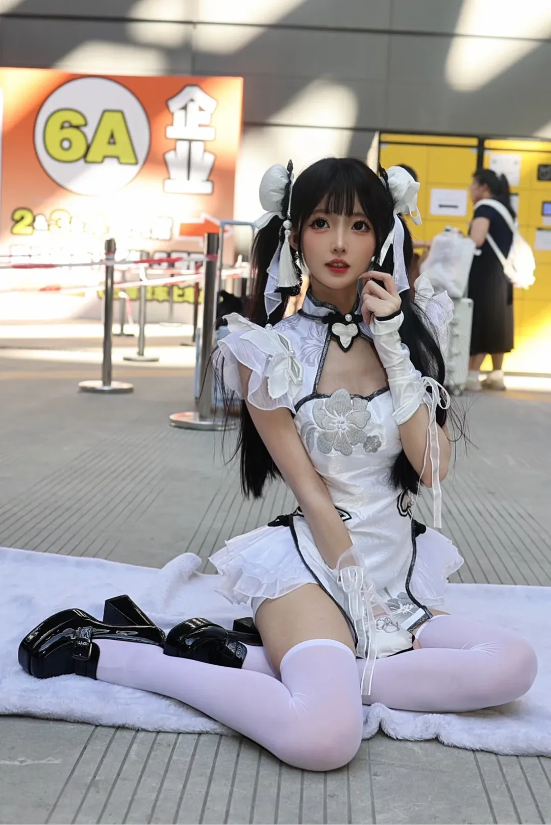 永劫无间, 殷紫萍cos, 白毛双马尾, 漫展现场, 中华娘
