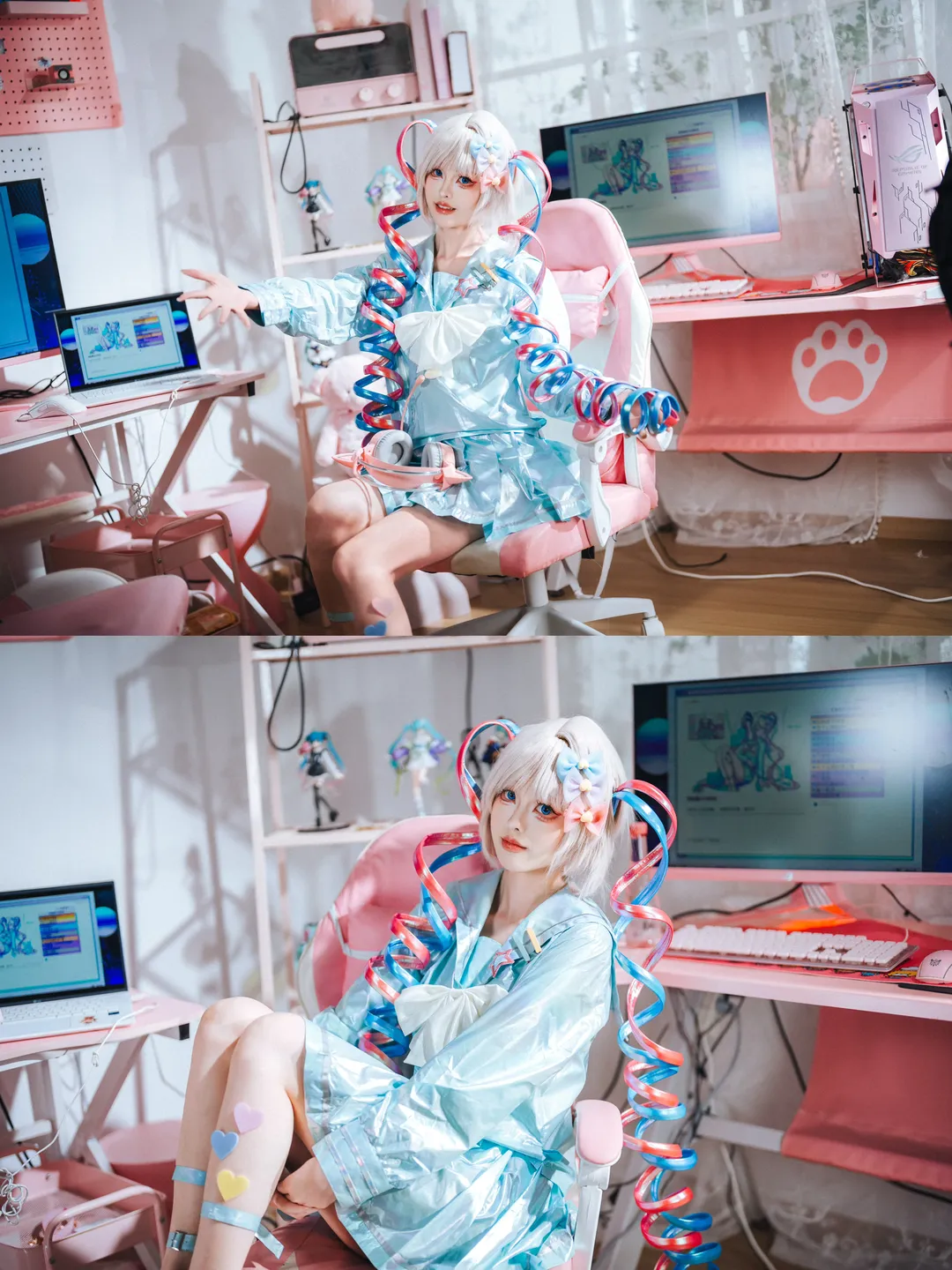 超天酱cos, Cosplay正片, 二次元氛围感, 主播女孩重度依赖, 电竞房拍摄 - 第1张