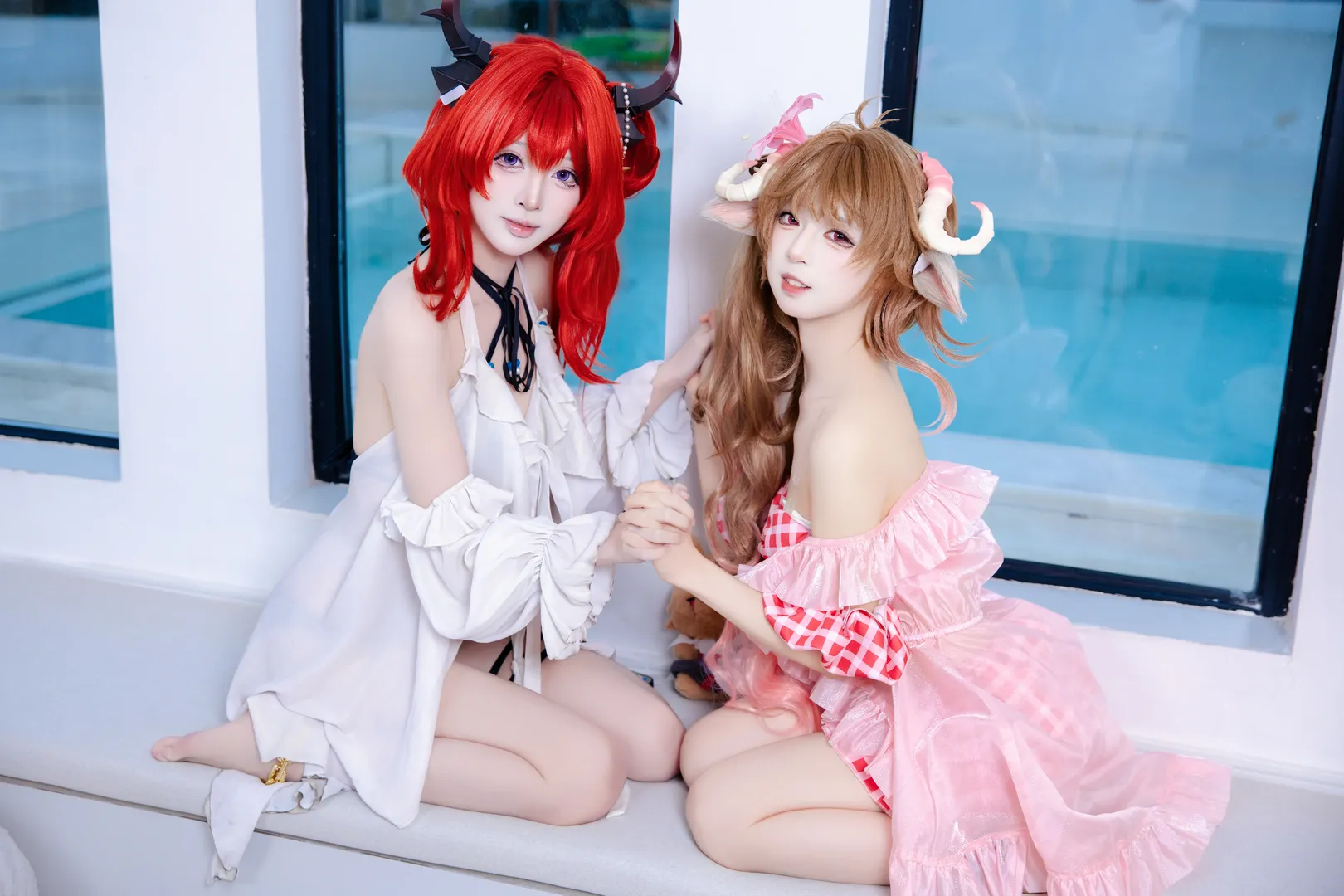 ロールプレイ, 二人コスプレ, プールコスプレ, 夏の清涼感, 水辺撮影 - 5枚目