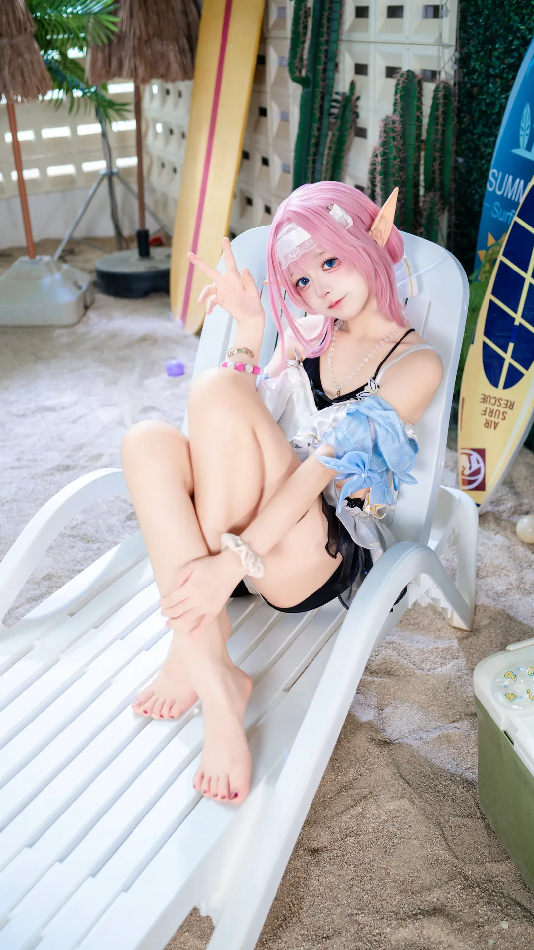 Elysia Cosplay, Anime girl, Swimsuit cosplay, Photography daily life, Pink and cute - Image 1