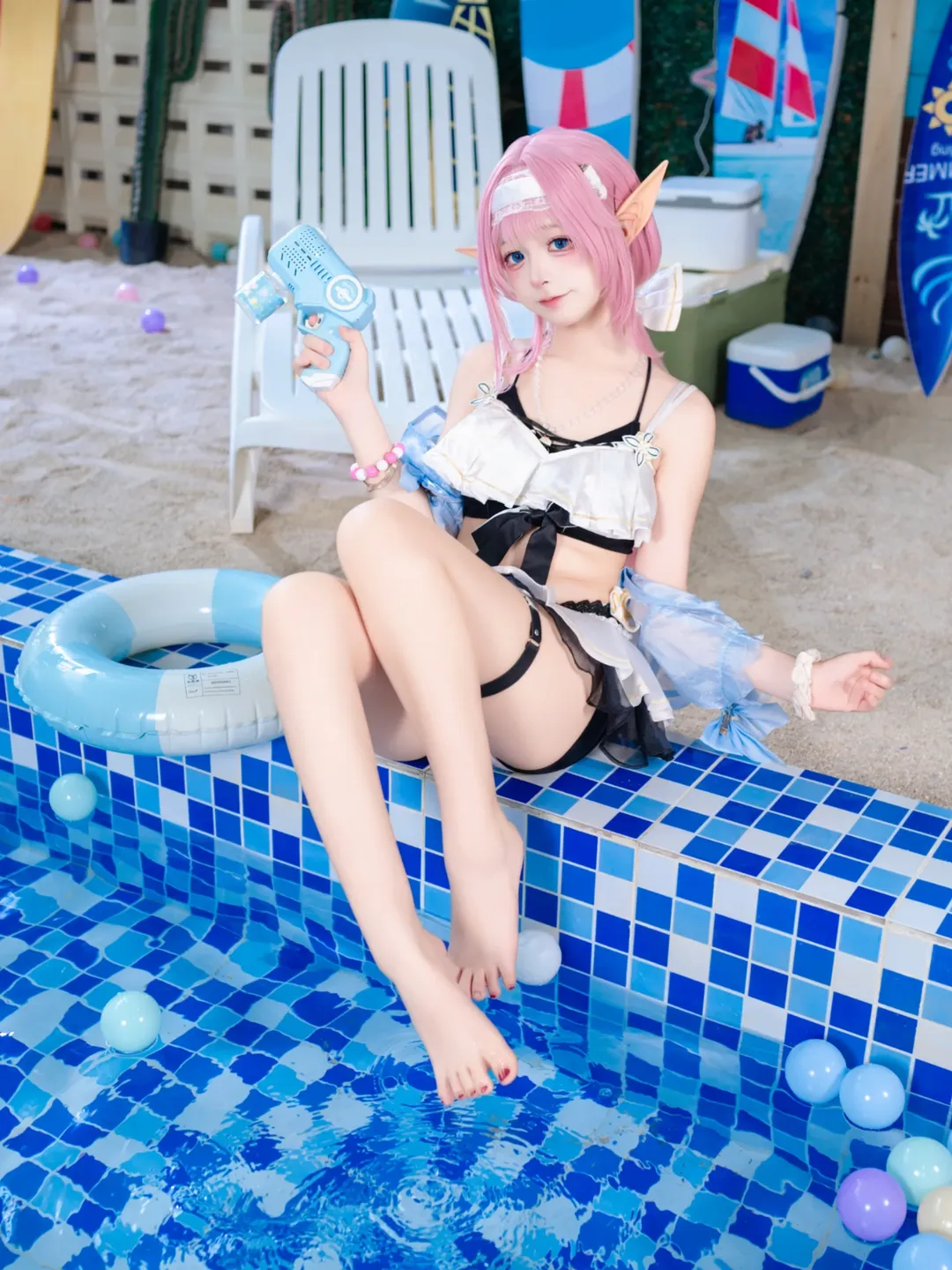 Elysia Cosplay, Anime girl, Swimsuit cosplay, Photography daily life, Pink and cute - Image 2