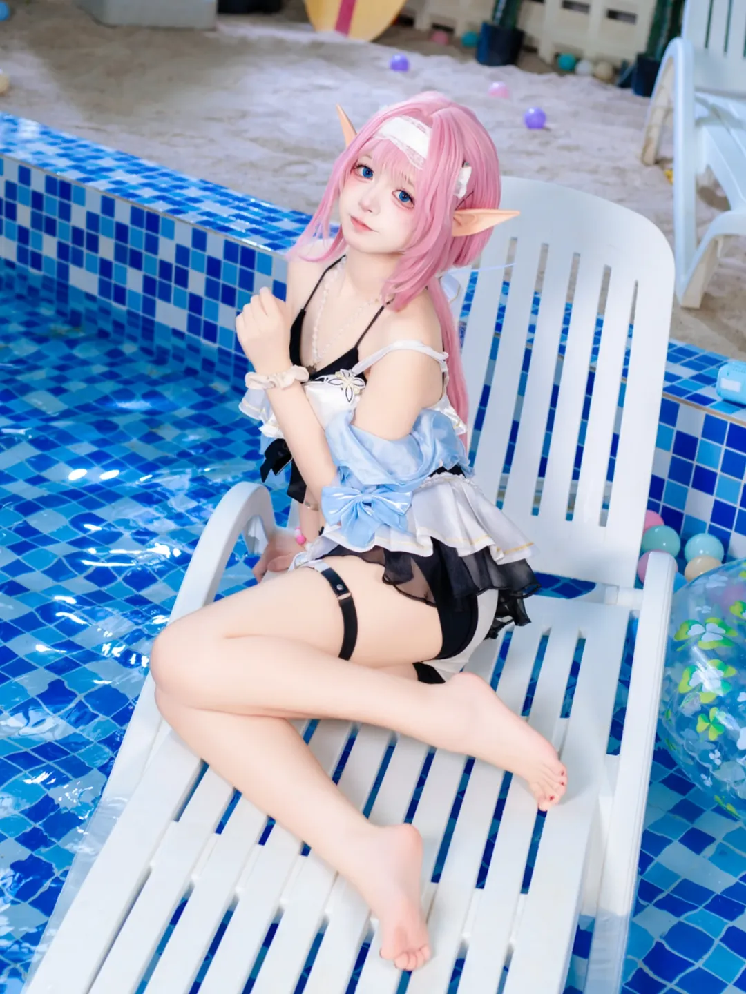 愛莉希雅cos, 二次元少女, 泳裝cosplay, 攝影日常, 粉嫩可愛