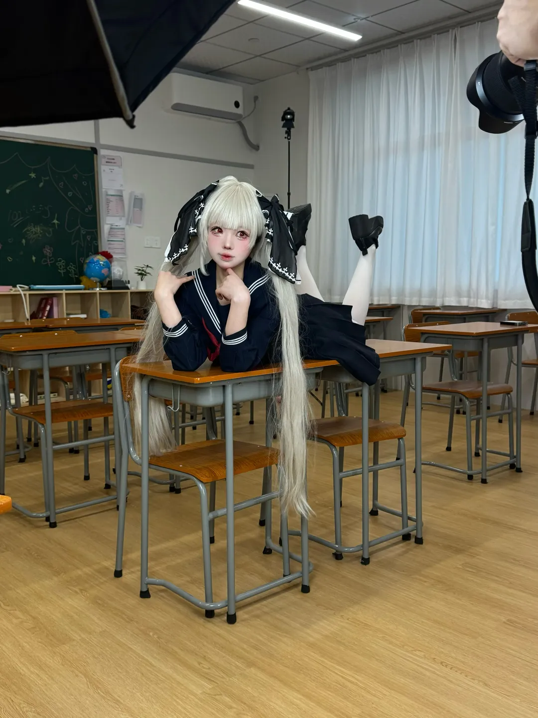 碧蓝航线, 二次元cosplay, 可畏cos, 教室写真, 水手服JK - 第1张