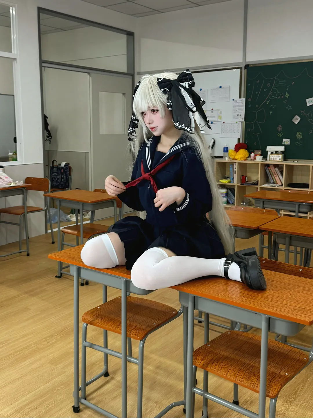 碧蓝航线, 二次元cosplay, 可畏cos, 教室写真, 水手服JK