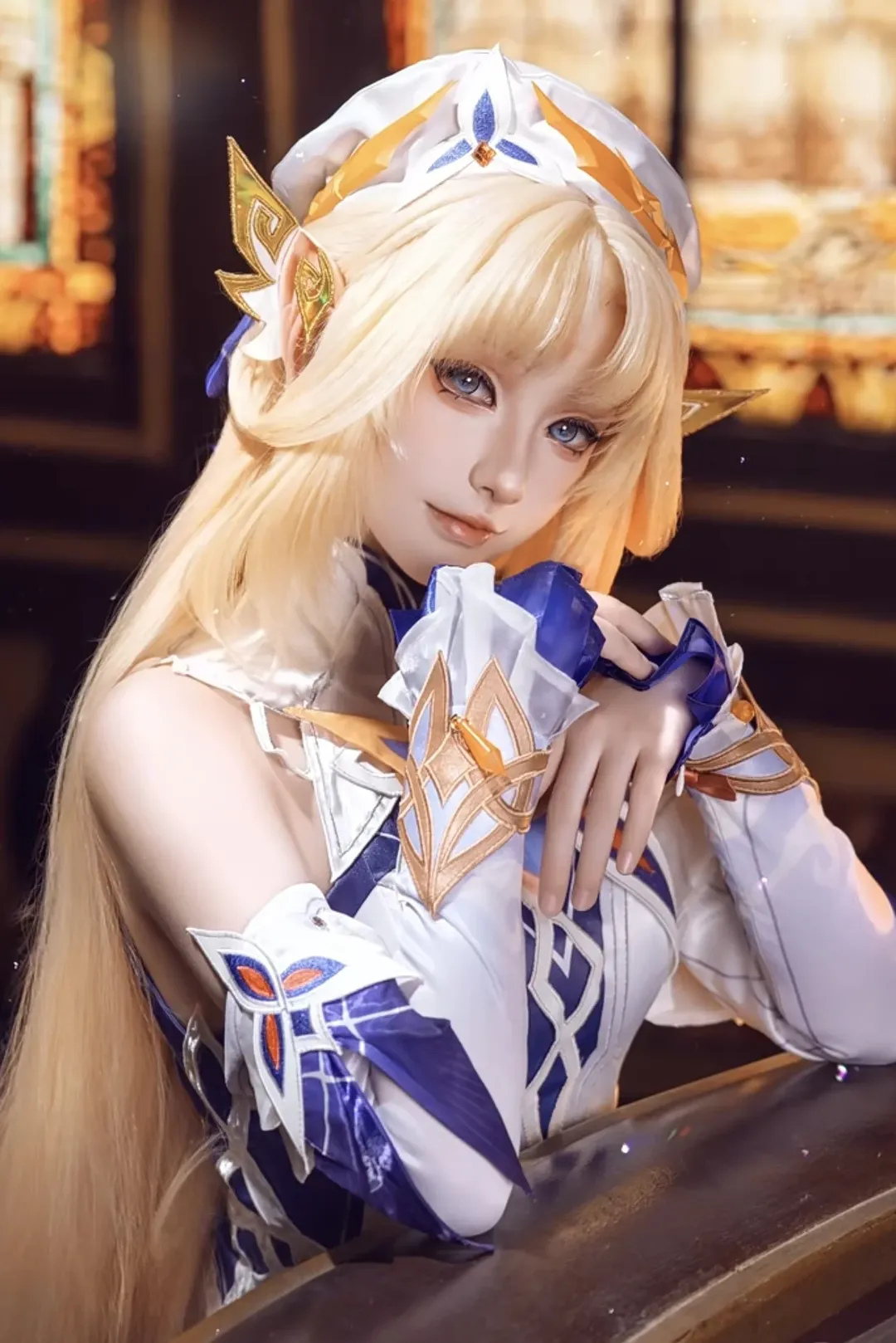 原神, ニコ コスプレ, 白ストッキング, 魔女会, 深いスリット - 3枚目