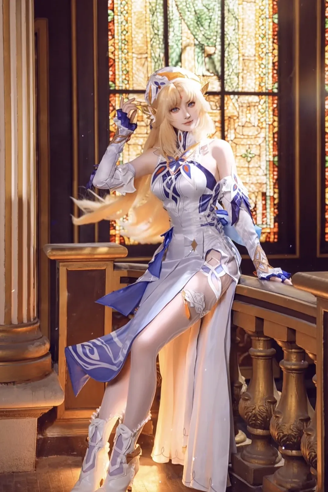 原神, 尼可cos, 白丝, 魔女会, 高开叉