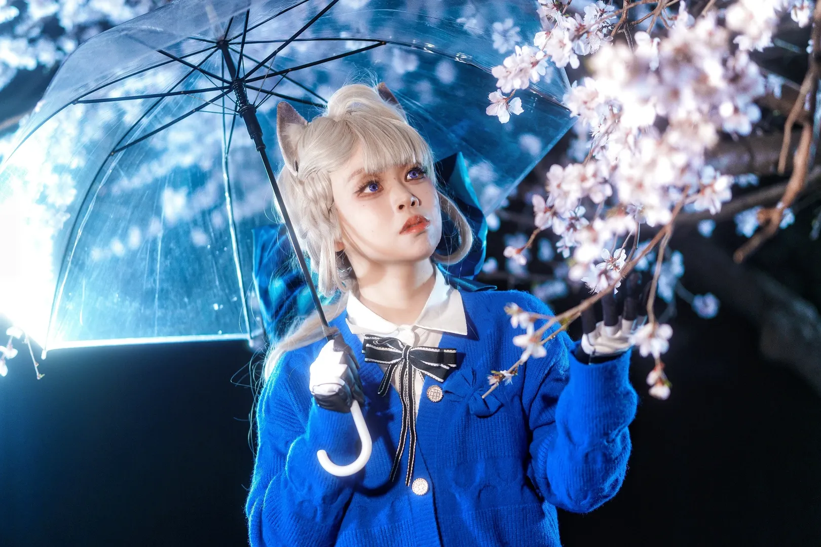琳妮特cos, cosplay正片, 玉渊潭樱花, 夜樱摄影, 日系少女风 - 第11张