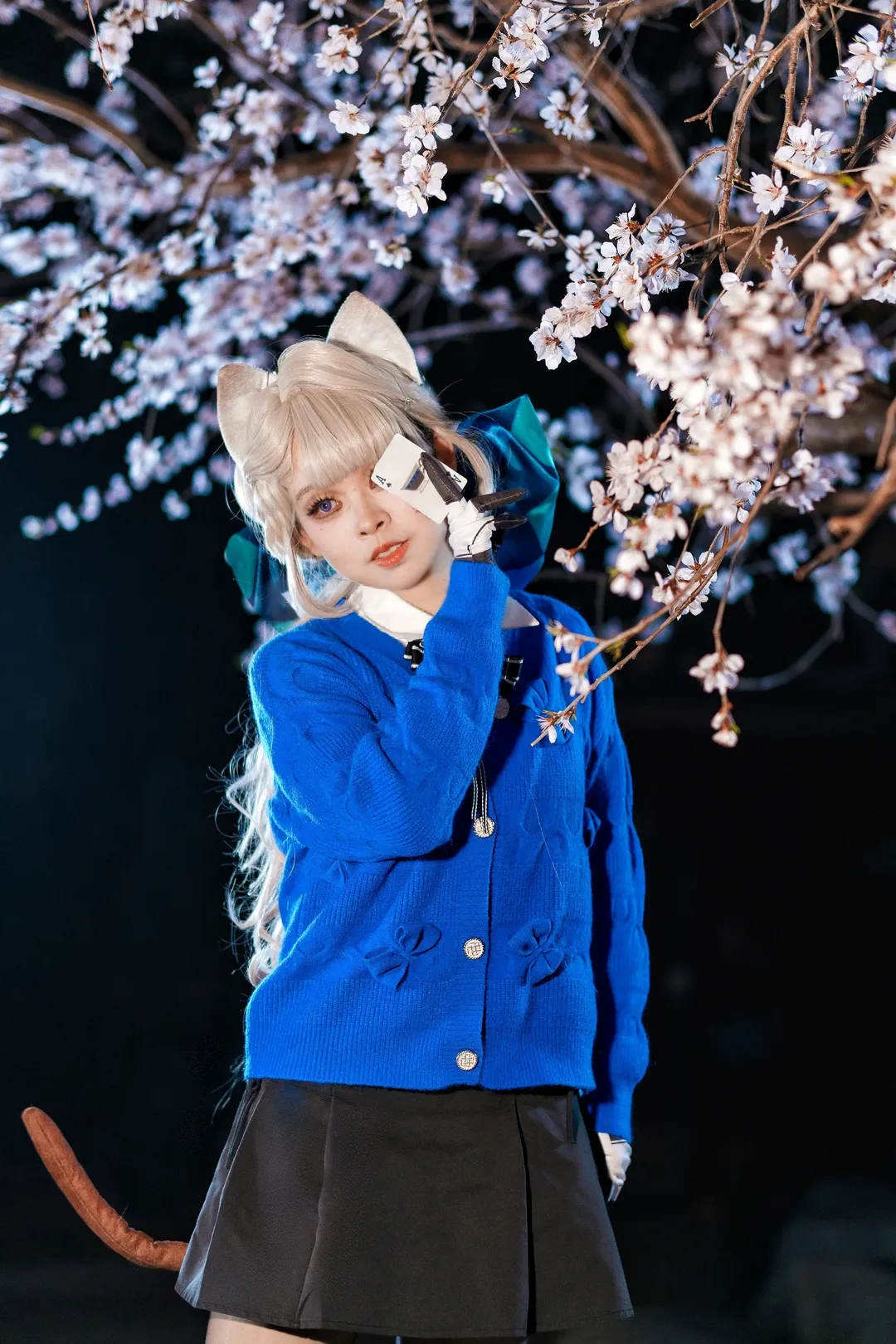 琳妮特cos, cosplay正片, 玉渊潭樱花, 夜樱摄影, 日系少女风 - 第13张