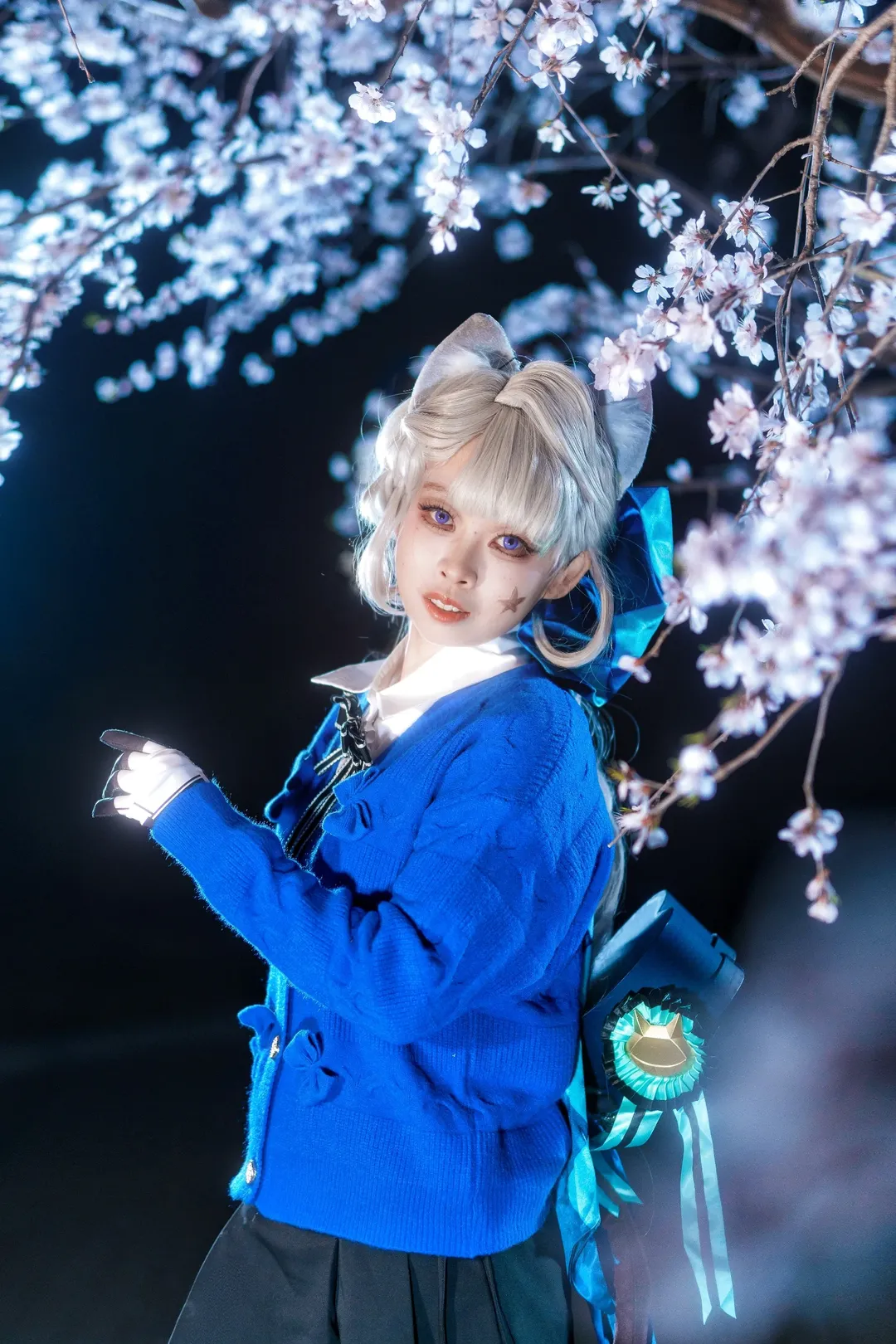 琳妮特cos, cosplay正片, 玉渊潭樱花, 夜樱摄影, 日系少女风 - 第14张