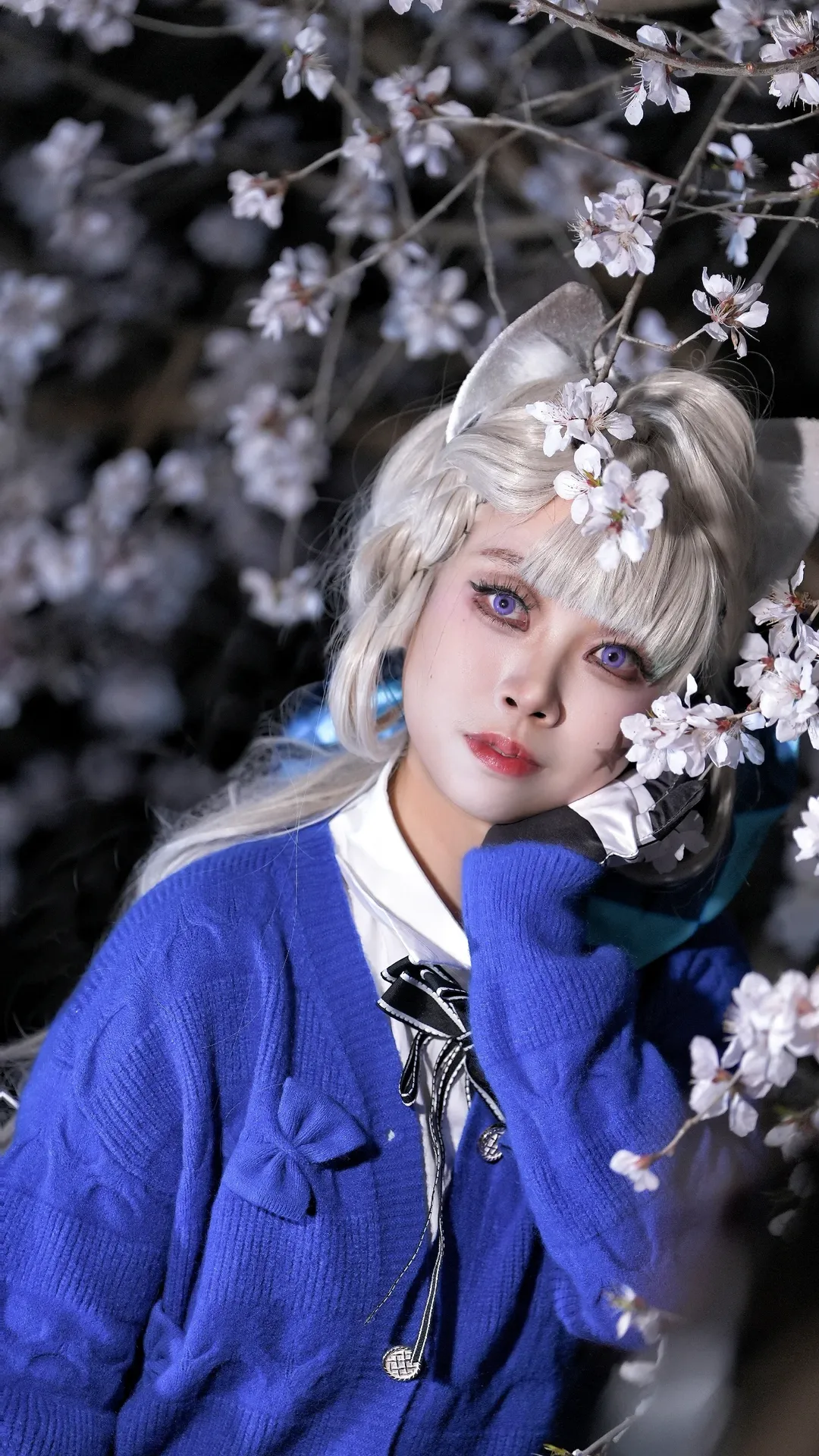 琳妮特cos, cosplay正片, 玉渊潭樱花, 夜樱摄影, 日系少女风 - 第8张
