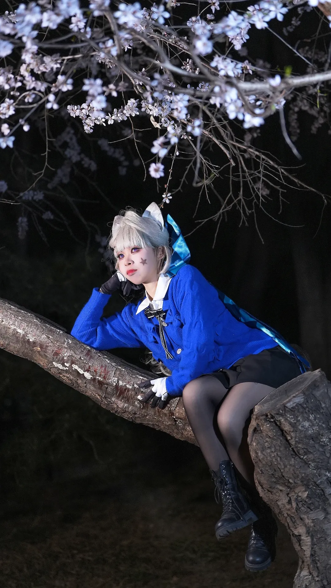 琳妮特cos, cosplay正片, 玉渊潭樱花, 夜樱摄影, 日系少女风 - 第9张