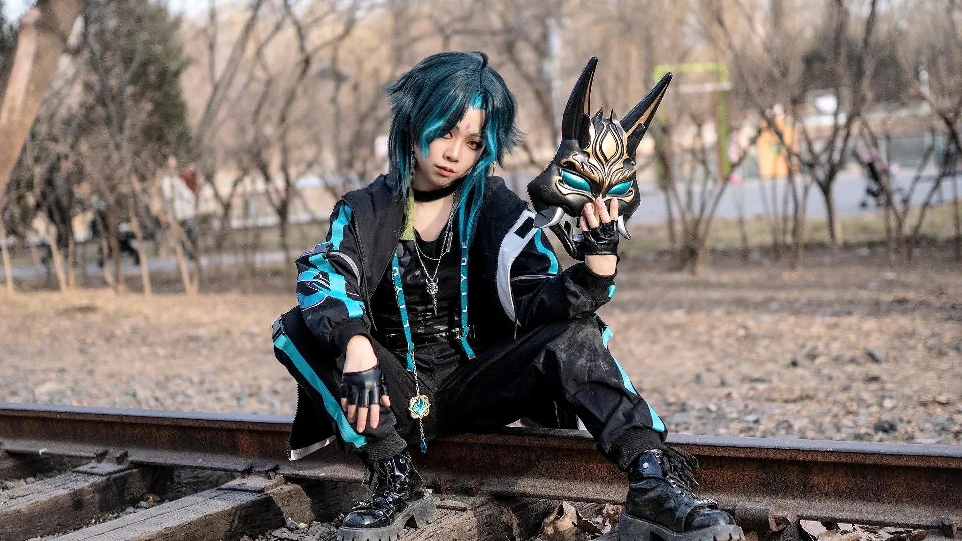 Genshin Impact, cosplay, Outdoor photography, Xiao cosplay, Boyish style outfit - Image 2