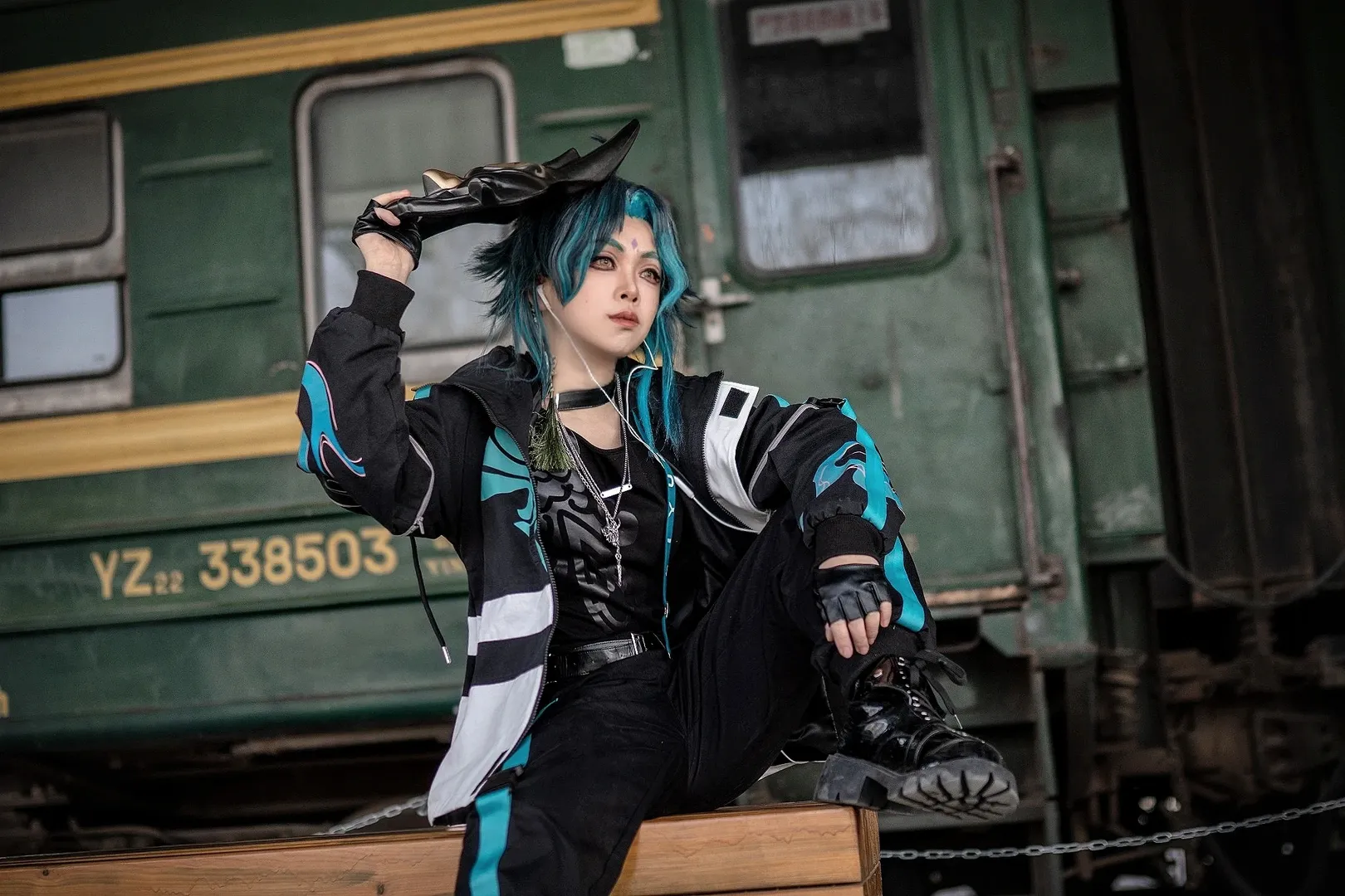 Genshin Impact, cosplay, Outdoor photography, Xiao cosplay, Boyish style outfit - Image 4