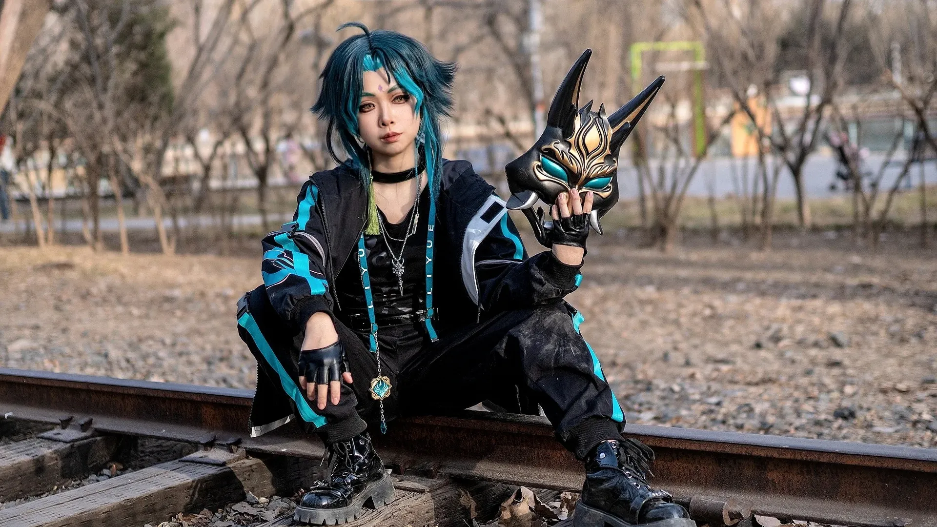 Genshin Impact, cosplay, Outdoor photography, Xiao cosplay, Boyish style outfit - Image 6