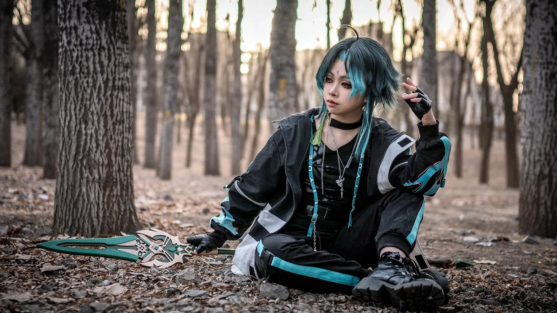 Genshin Impact, cosplay, Outdoor photography, Xiao cosplay, Boyish style outfit - Image 9