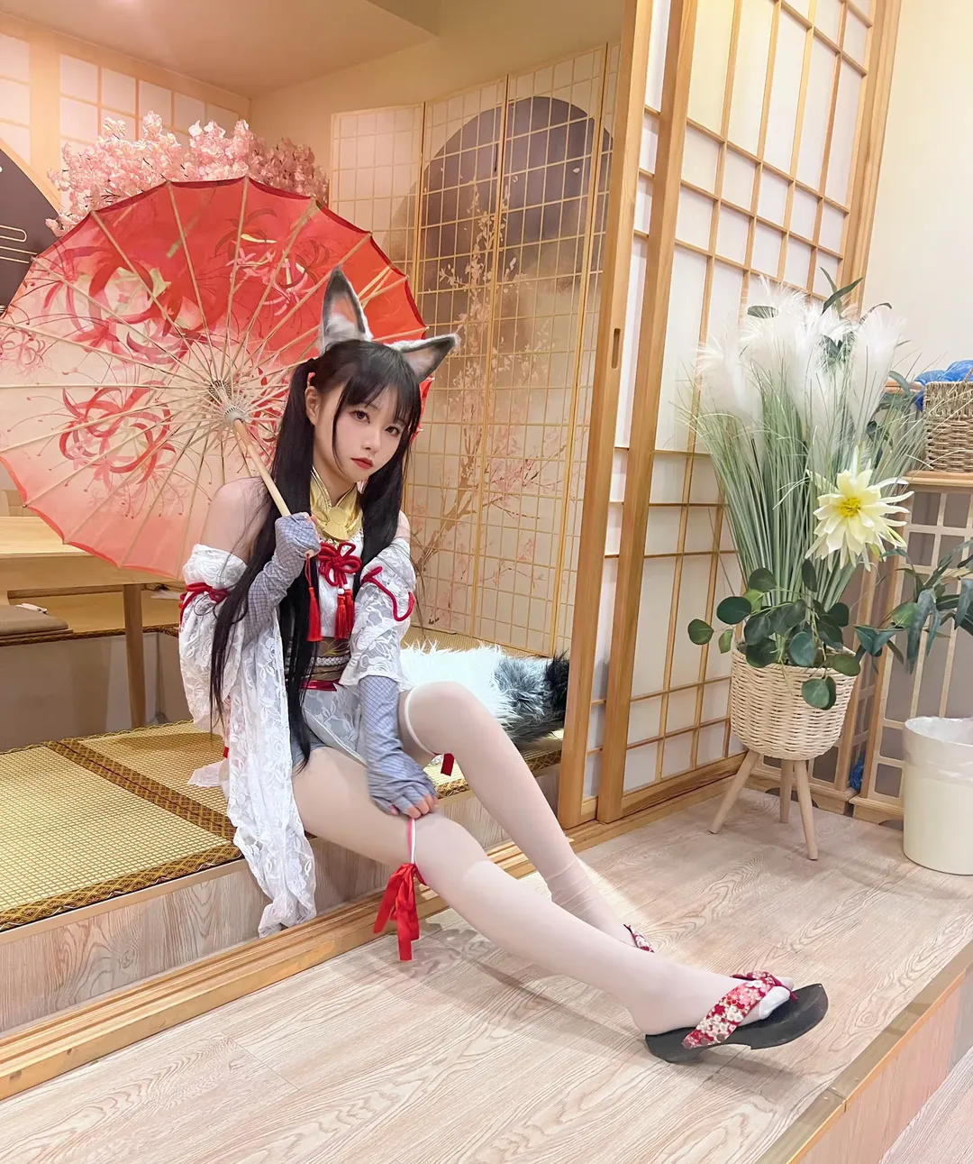 cosplay, 永劫无间, 胡桃cos, 和风少女, 白丝木屐