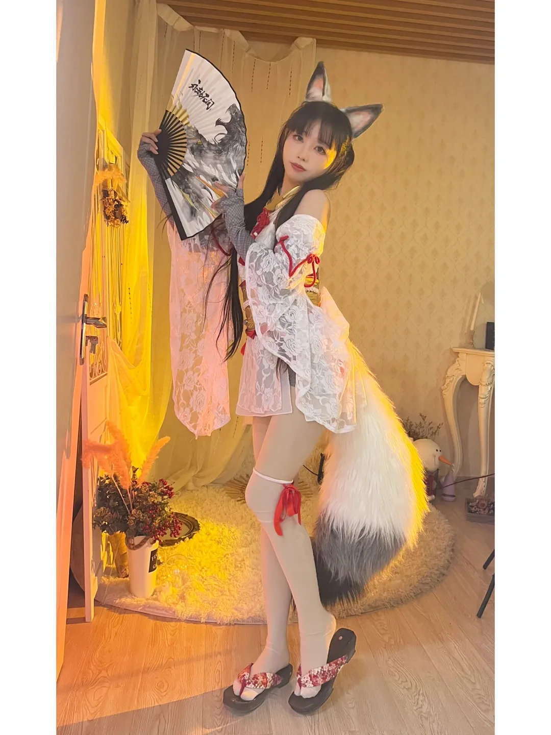 cosplay, 永劫无间, 胡桃cos, 和风少女, 白丝木屐 - 第4张