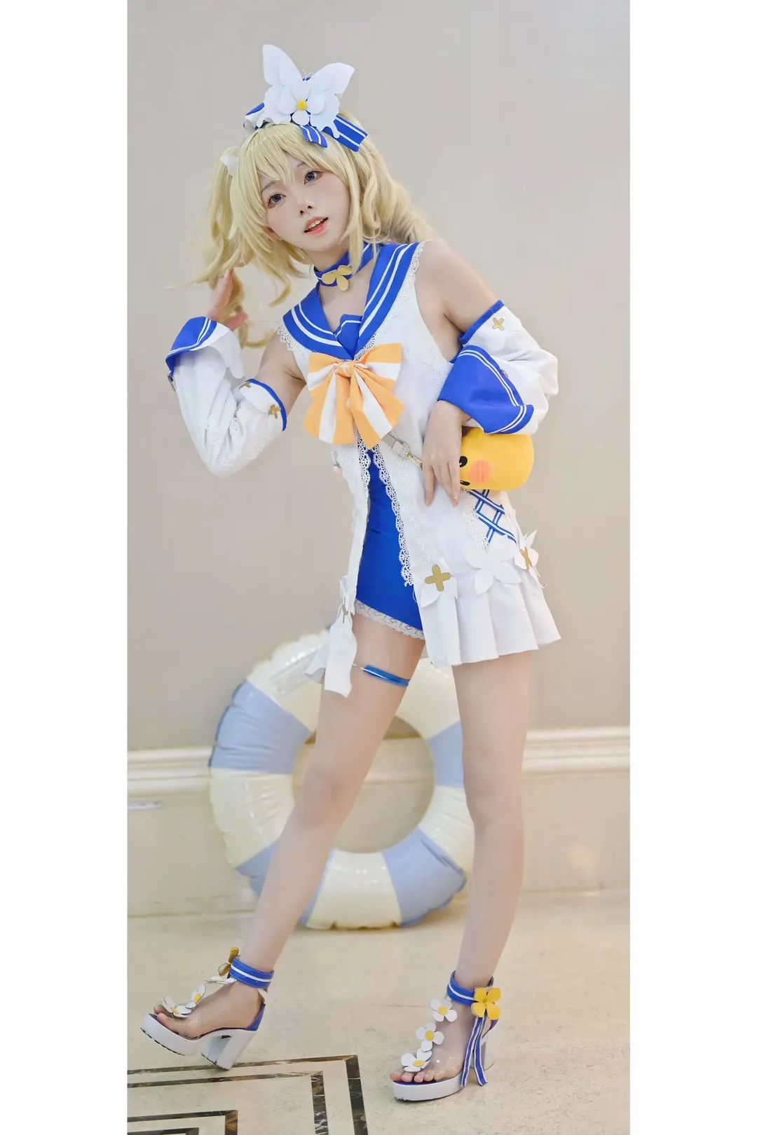 原神, 芭芭拉cos, Cosplay摄影, 夏日泳装, 水手服 - 第1张