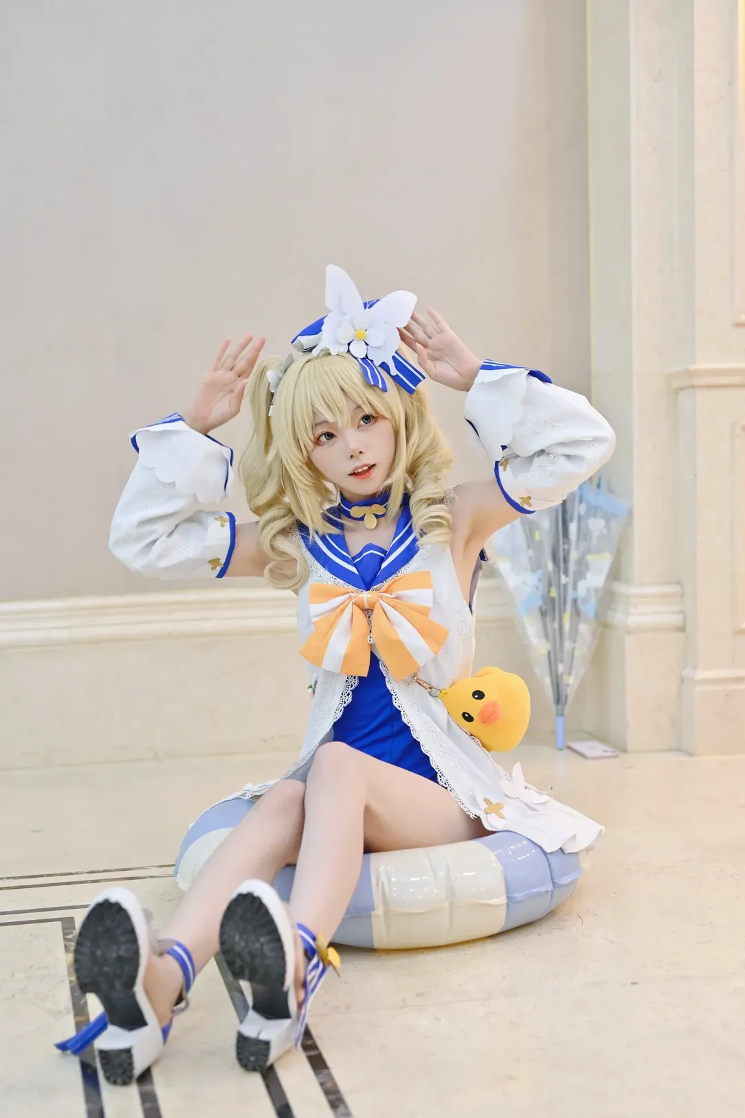 原神, 芭芭拉cos, Cosplay摄影, 夏日泳装, 水手服 - 第10张