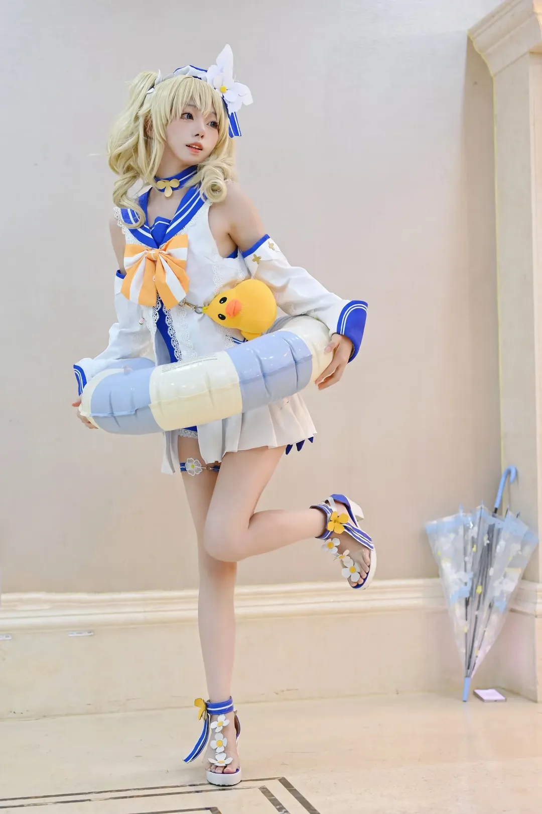 原神, 芭芭拉cos, Cosplay摄影, 夏日泳装, 水手服 - 第3张