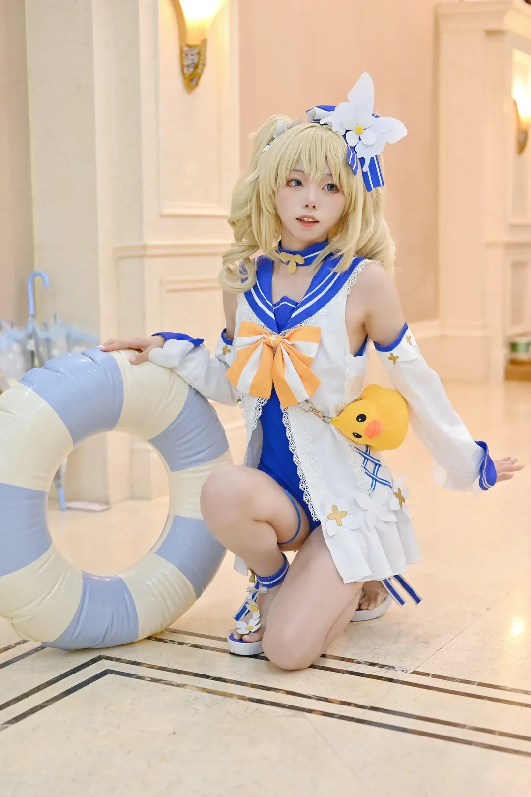 原神, 芭芭拉cos, Cosplay摄影, 夏日泳装, 水手服 - 第5张