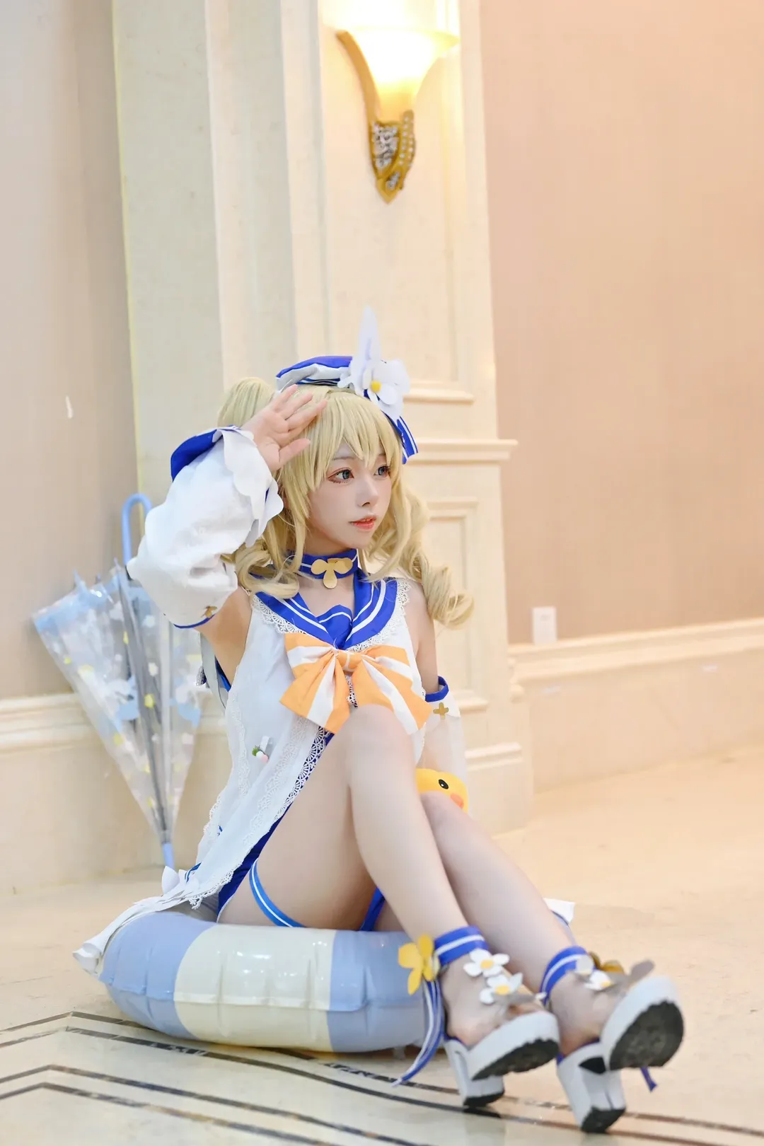 原神, 芭芭拉cos, Cosplay摄影, 夏日泳装, 水手服 - 第6张
