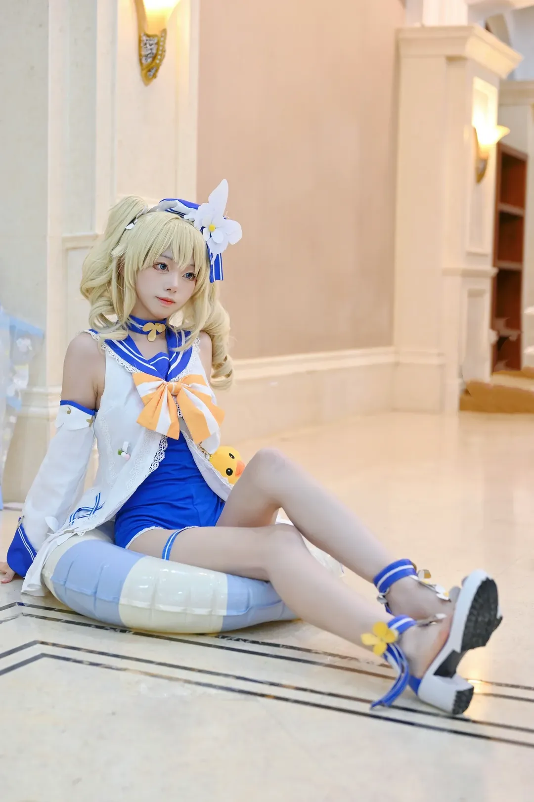 原神, 芭芭拉cos, Cosplay摄影, 夏日泳装, 水手服 - 第7张