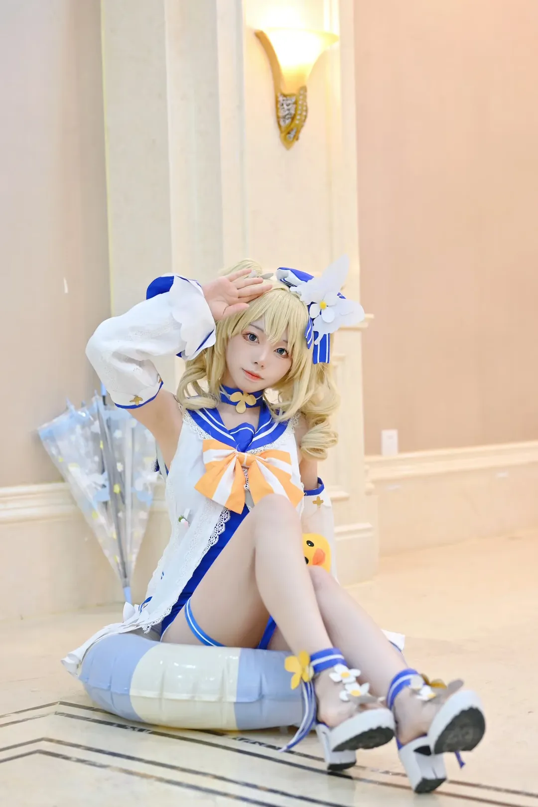 原神, 芭芭拉cos, Cosplay摄影, 夏日泳装, 水手服 - 第8张