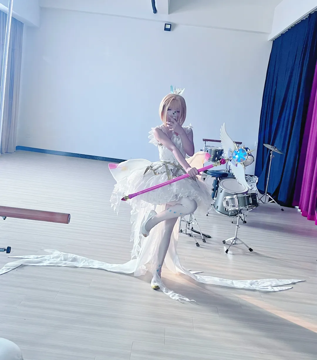 小樱cos, 对镜自拍, 百变小樱, 魔法杖道具, 透明篇cosplay - 第11张