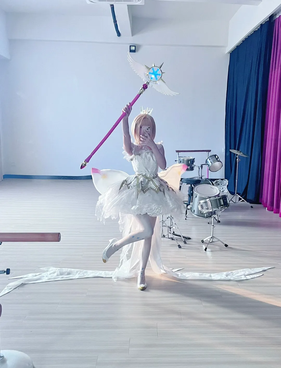 小樱cos, 对镜自拍, 百变小樱, 魔法杖道具, 透明篇cosplay - 第12张