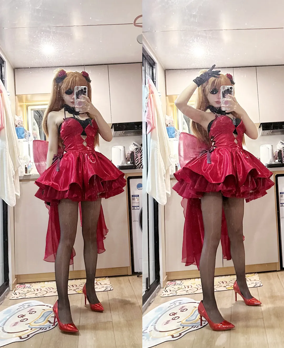 明日香cos, 新世纪福音战士, 二次元穿搭, EVA cosplay, 红色礼服cos - 第1张