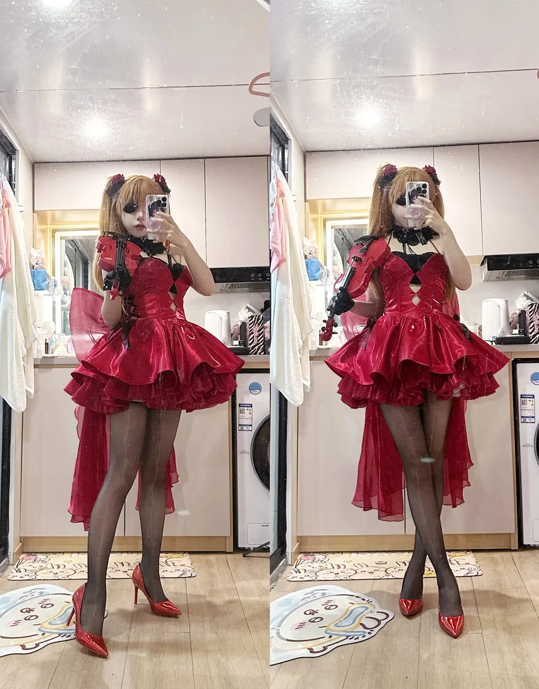 明日香cos, 新世纪福音战士, 二次元穿搭, EVA cosplay, 红色礼服cos - 第3张