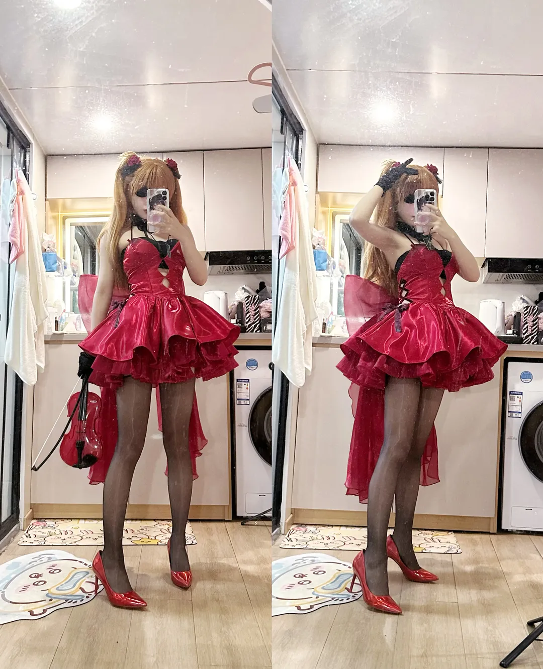 明日香cos, 新世纪福音战士, 二次元穿搭, EVA cosplay, 红色礼服cos - 第4张