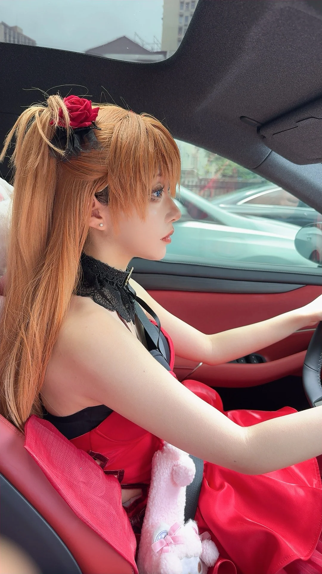 明日香cos, 新世纪福音战士, 二次元穿搭, EVA cosplay, 红色礼服cos - 第6张