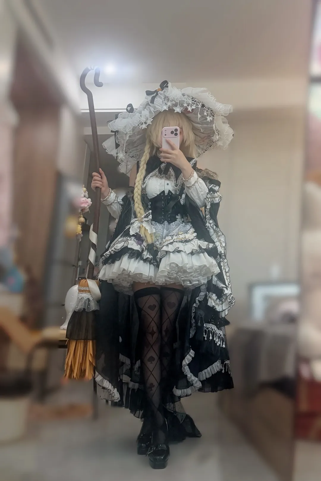东方project, 魔理沙cos, 洛丽塔, 对镜自拍, cosplay穿搭