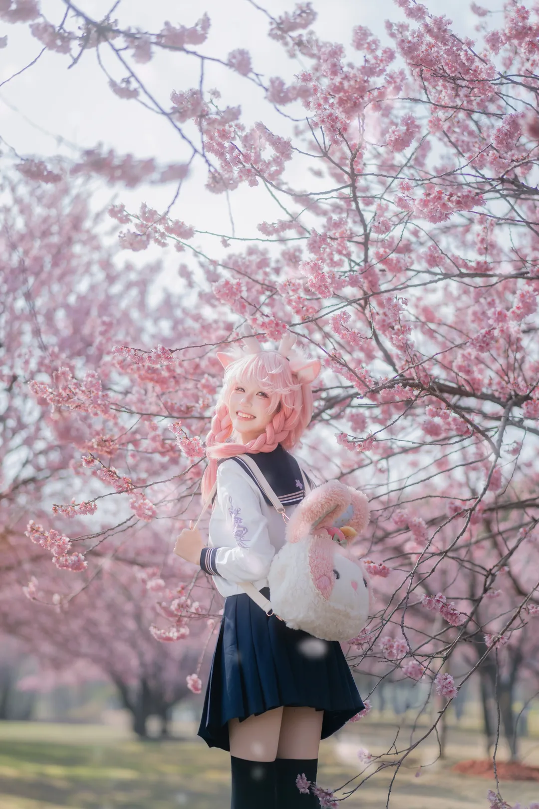 二次元摄影, 王者荣耀, JK制服, 瑶cos, 樱花写真 - 第1张