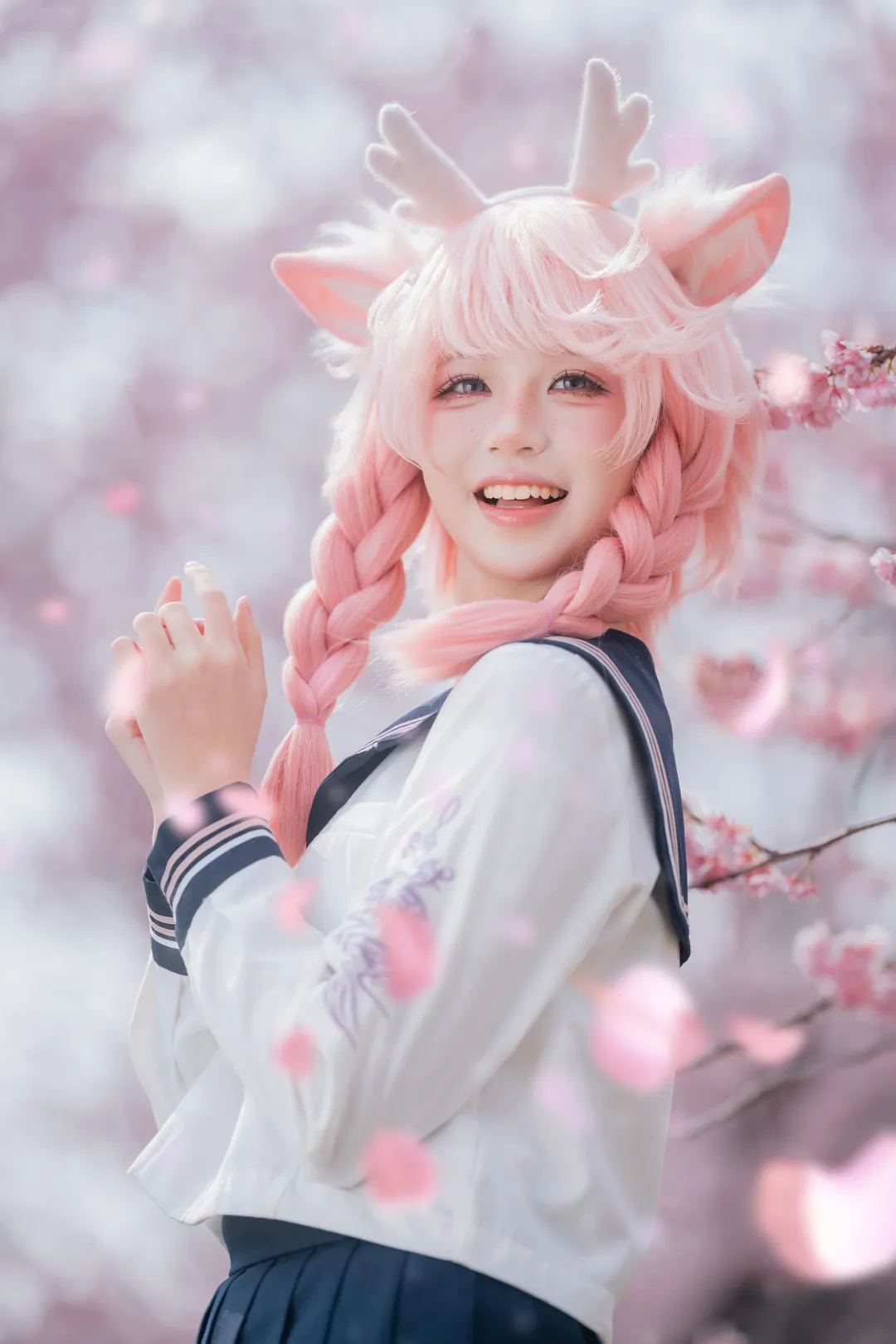 二次元摄影, 王者荣耀, JK制服, 瑶cos, 樱花写真