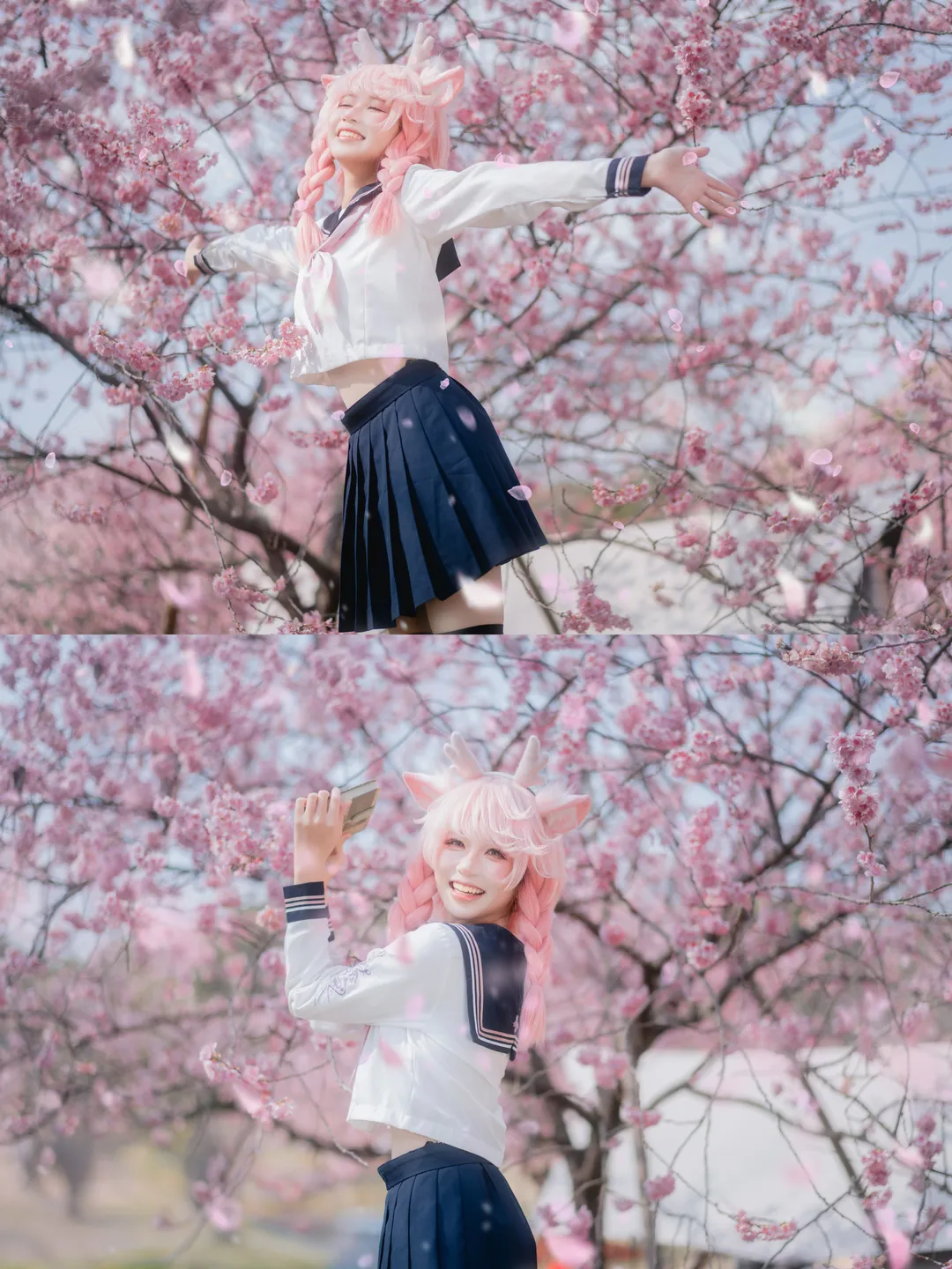 二次元摄影, 王者荣耀, JK制服, 瑶cos, 樱花写真 - 第3张