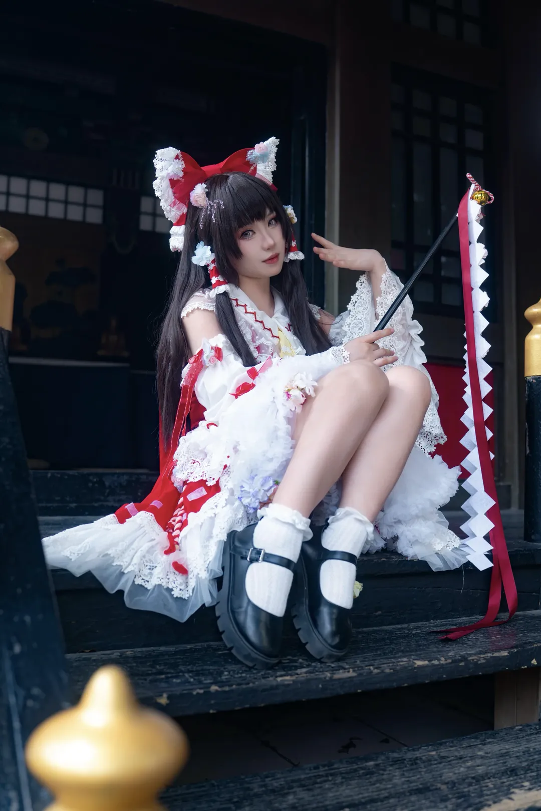 博丽灵梦cos, 东方Project, 夏日氛围, cosplay摄影, 和风巫女 - 第1张