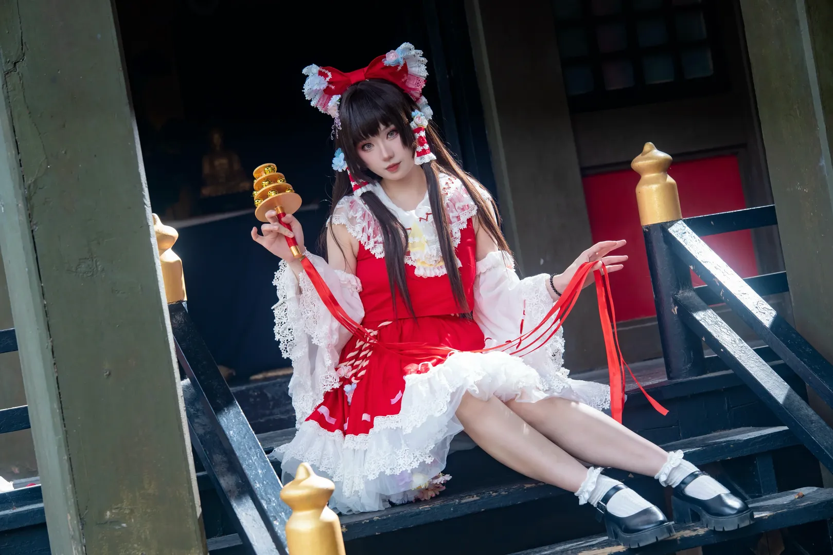 博丽灵梦cos, 东方Project, 夏日氛围, cosplay摄影, 和风巫女