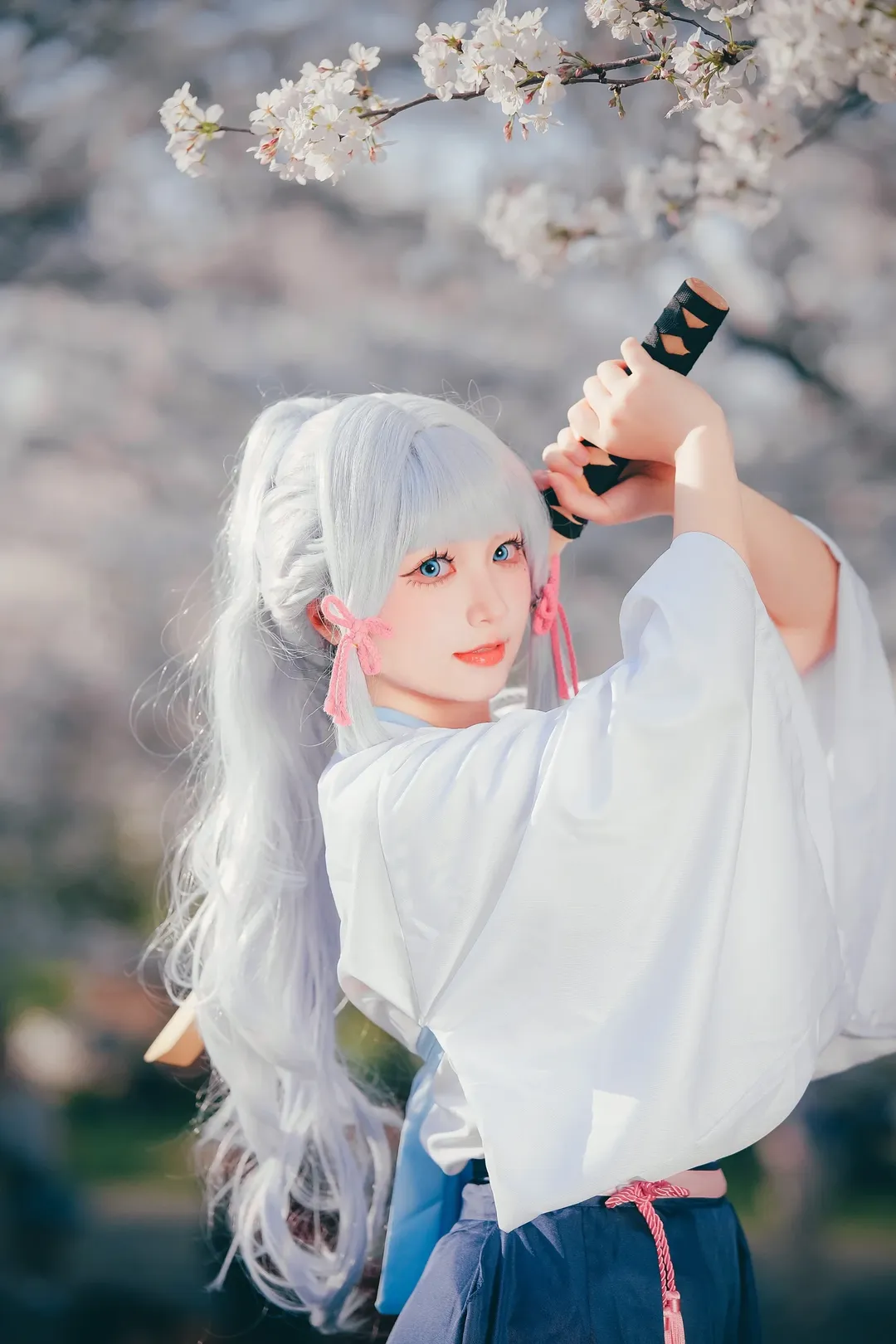 原神, 神里绫华cos, cosplay摄影, 和风写真, 樱花拍照 - 第1张