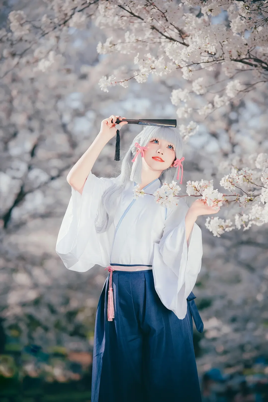 原神, 神里绫华cos, cosplay摄影, 和风写真, 樱花拍照 - 第10张