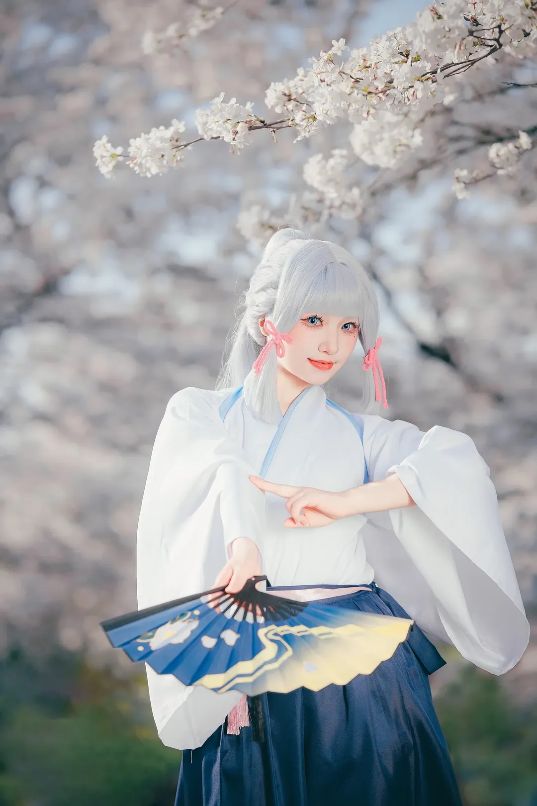 原神, 神里绫华cos, cosplay摄影, 和风写真, 樱花拍照 - 第11张