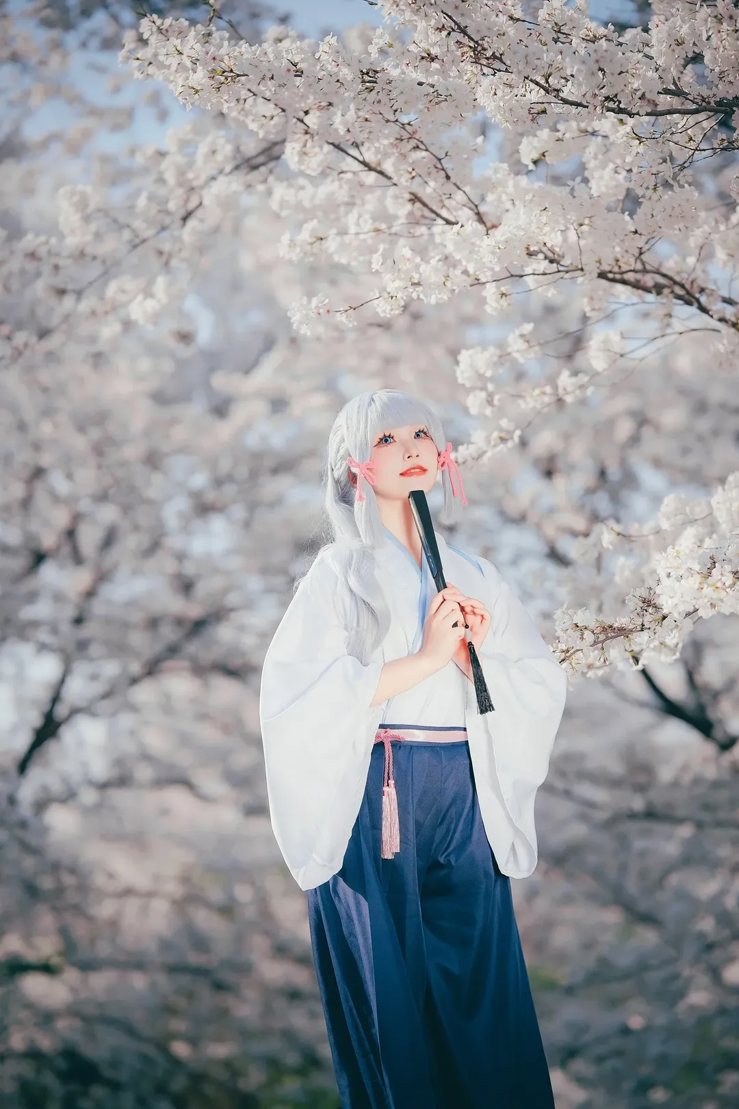 原神, 神里绫华cos, cosplay摄影, 和风写真, 樱花拍照 - 第13张